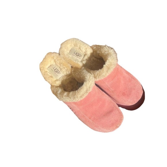 UGG Australia Kalie Suede Shearling Wood Clogs Mules Pink Women's Size 10 - Picture 3 of 8